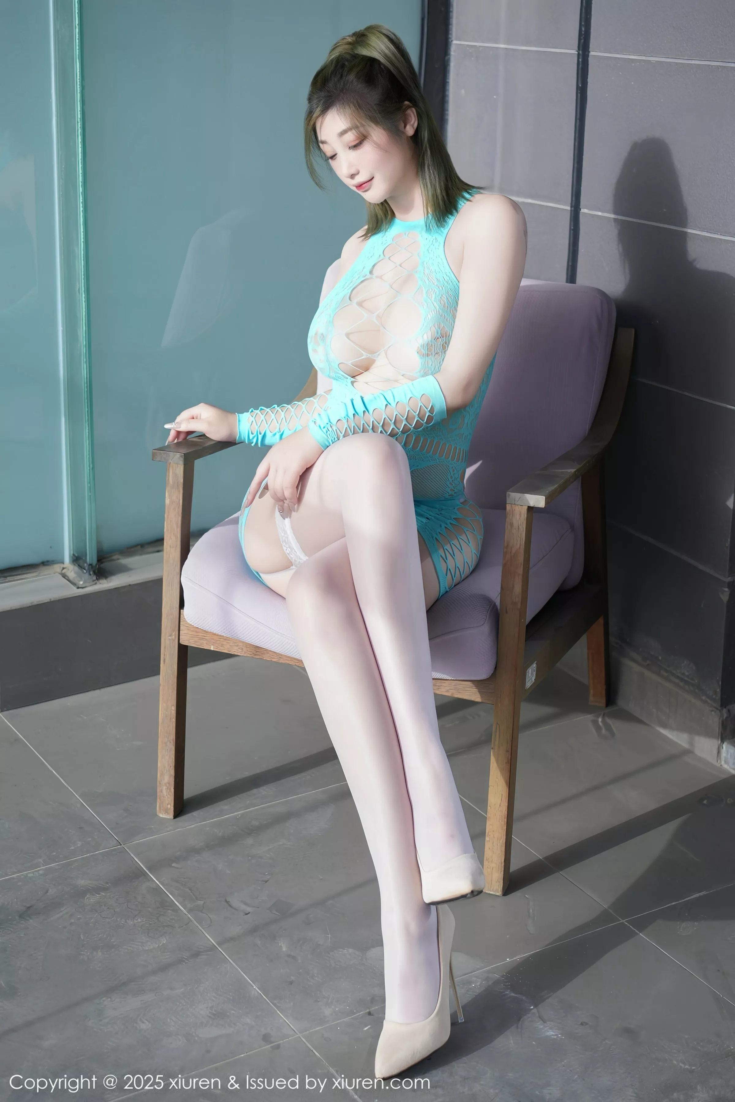 妲己_Toxic性感翠绿色缕空蕾丝情趣服饰秀雪峰美臀绝美写真78P