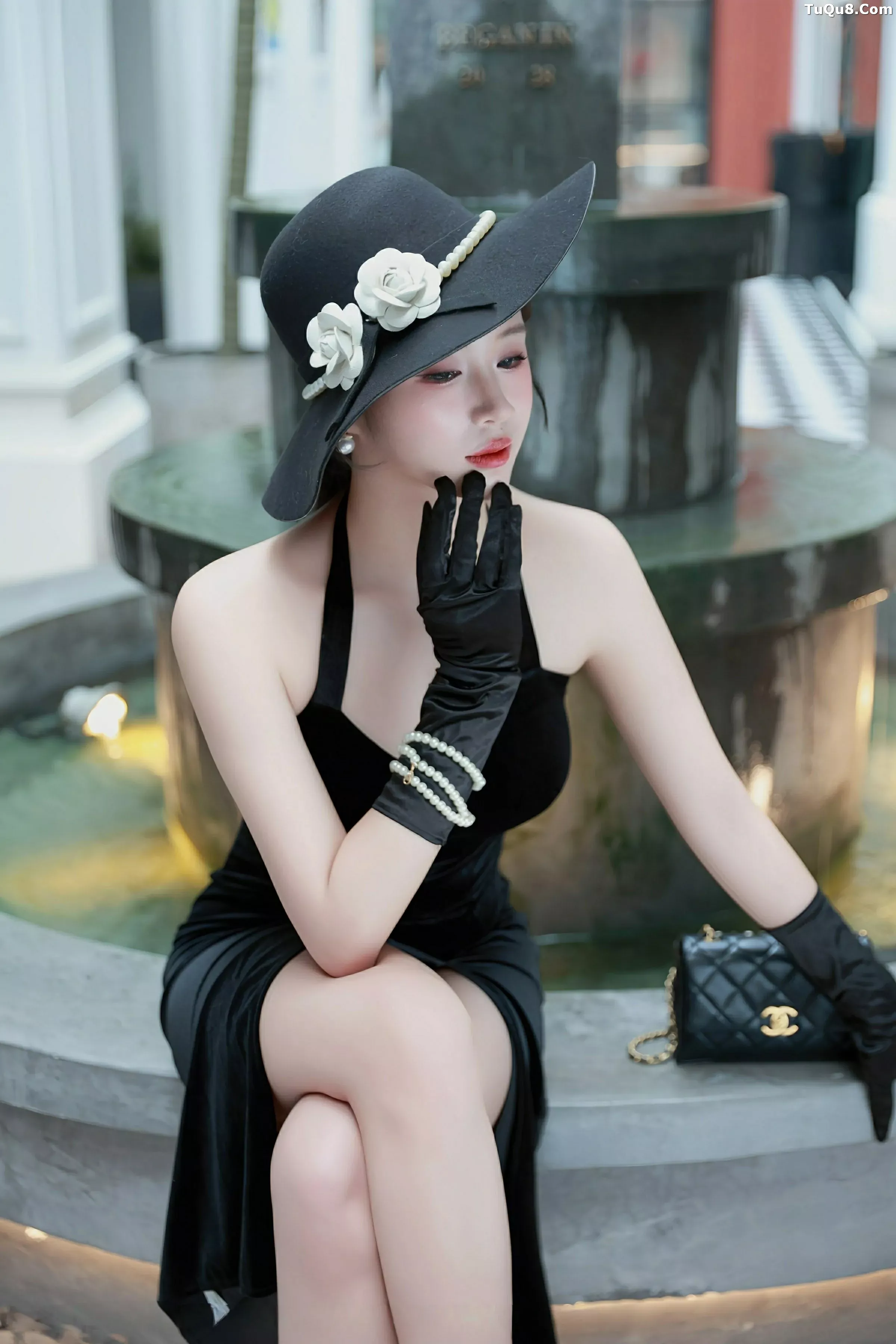 Nan Qiao Sexy Black Dress + Purple Lingerie Showing Soft Beautiful Figure Alluring Gorgeous Photo Set 83P 7
