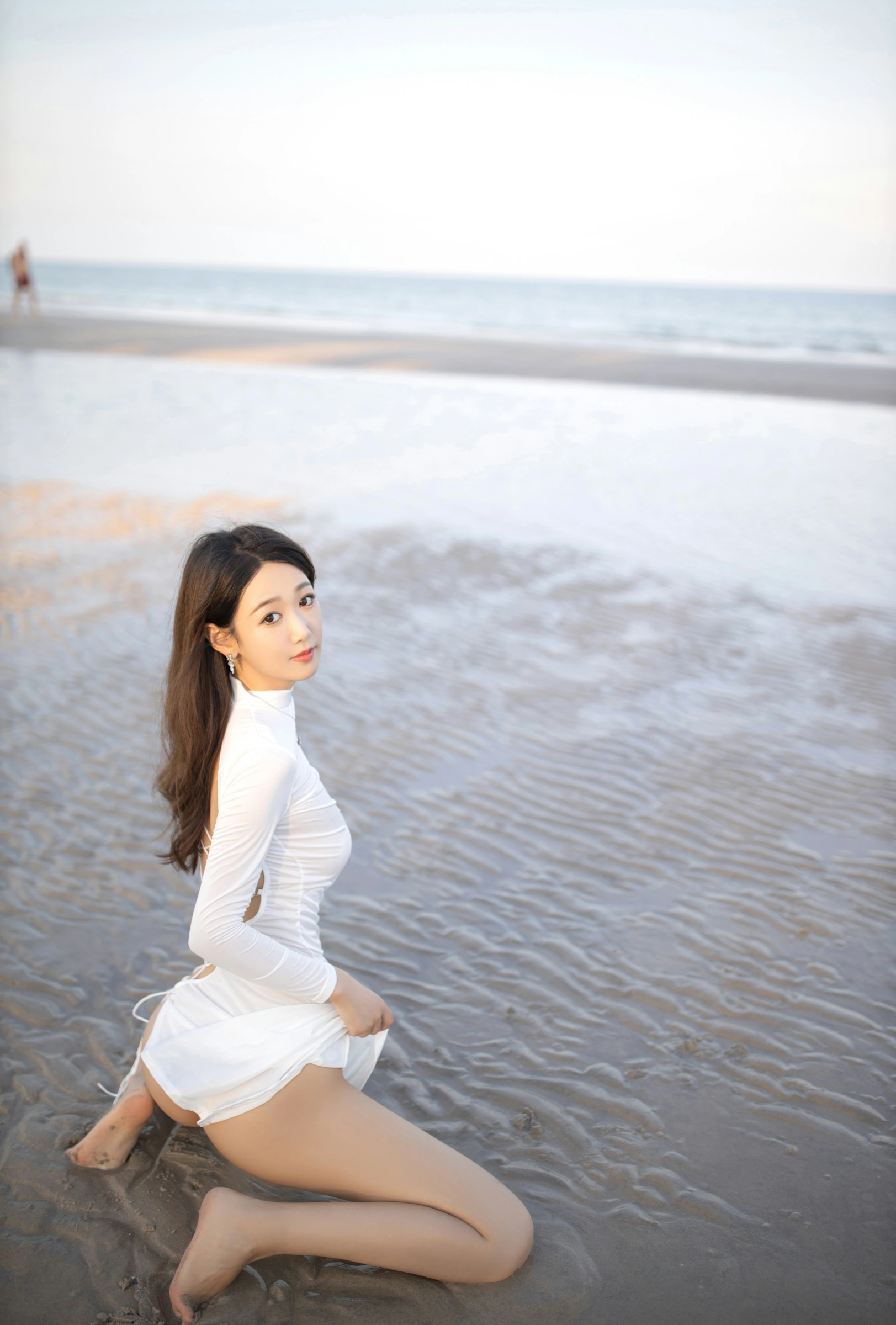 Paid Content Tang Anqi Seductive Private Shoot Benefits White Dress Visible Bulge 77P 7