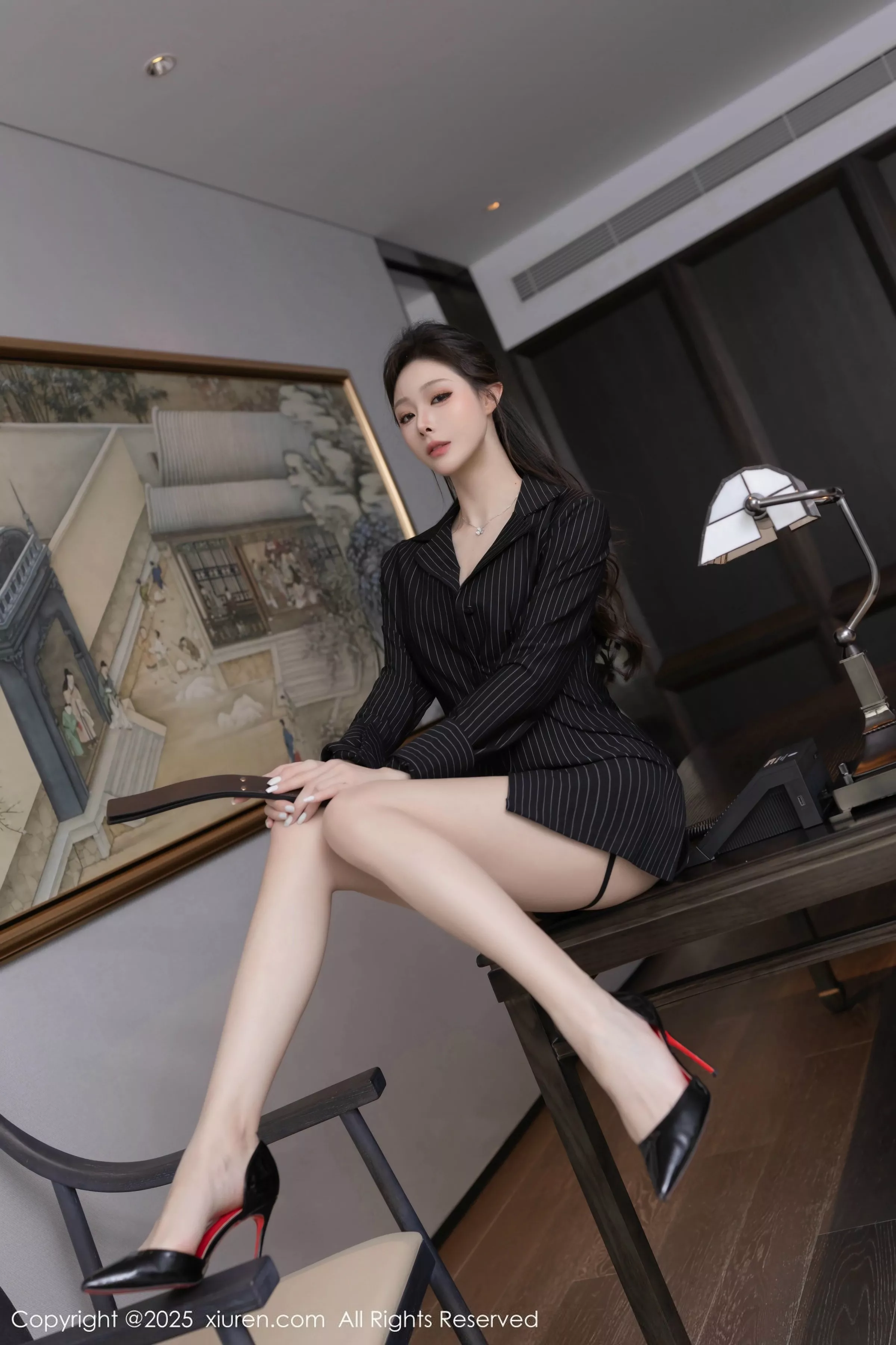 Little Comma Dot sexy black shirt revealing black tulle lingerie showing beautiful figure stunning photoshoot 79P 6