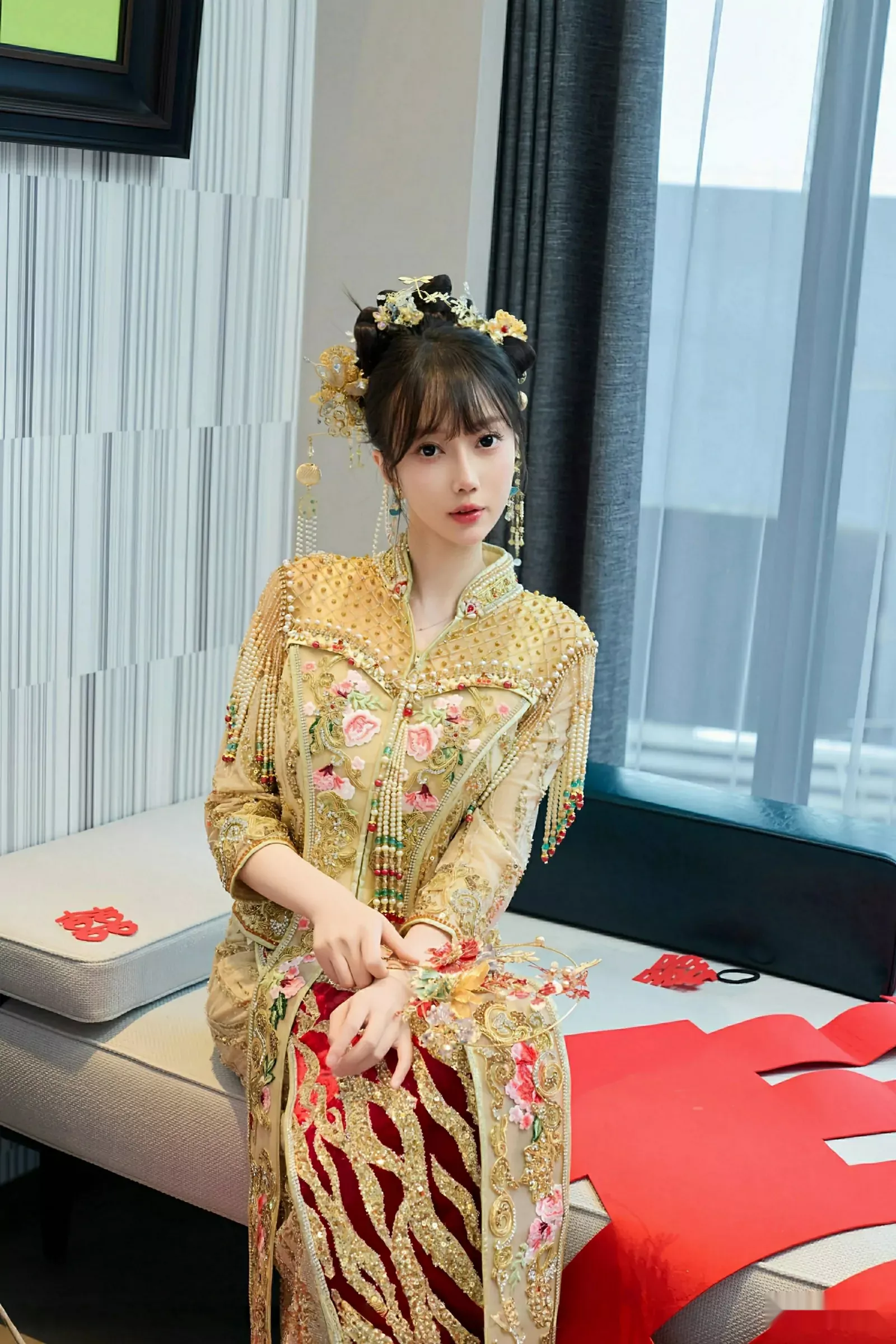 玥儿玥er性感红色蕾丝内衣配超薄肉丝秀完美身材绝美写真68P 7