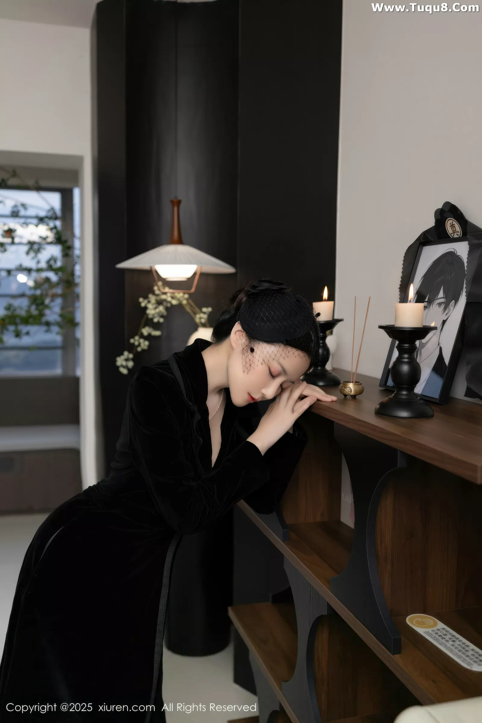 鱼子酱Fish性感黑色情趣内衣配黑丝吊袜秀曼妙身姿绝美写真72P 3